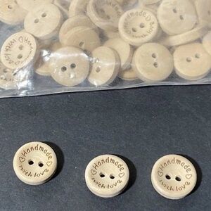 Handmade With‎ Love Wooden Buttons- Qty of 67